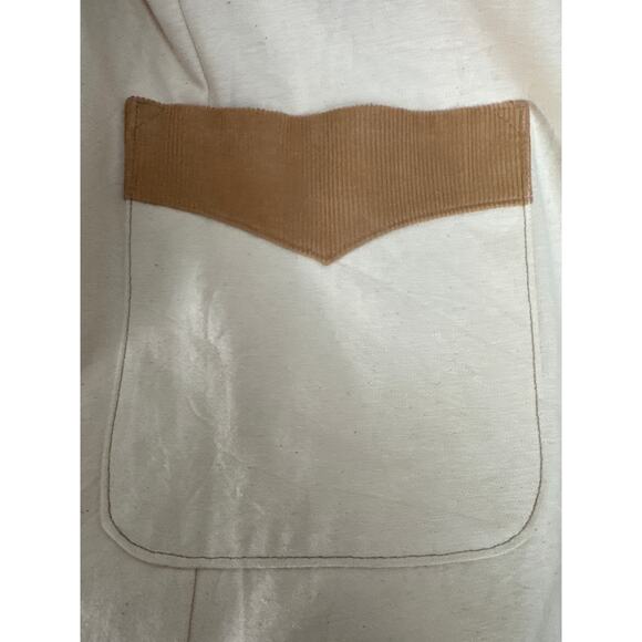 Vintage Pioneer Wear USA Cream canvas western coat tan corduroy collar Medium - Picture 7 of 16